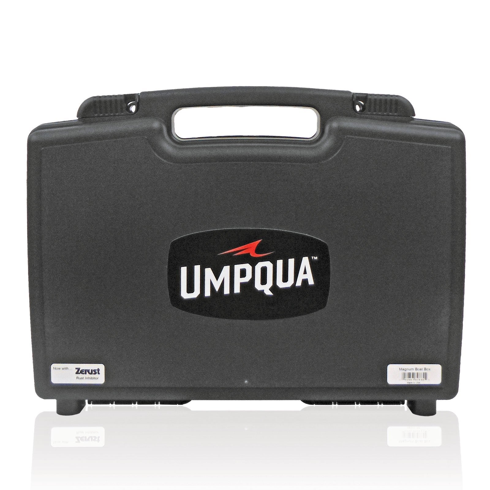 Umpqua Boat Box Magnum Black open view showcases large fly storage for streamers
