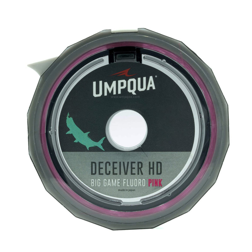 Umpqua Deceiver HD Pink Fluoro Tippet enhances visibility and tracking for big-game fishing.