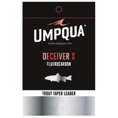 Umpqua Deceiver X fluorocarbon leader close-up, ultra low visibility for stealthy trout presentations.