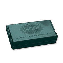 Umpqua Glide Line Dressing with Box on-river setup ready for quick line dressing.