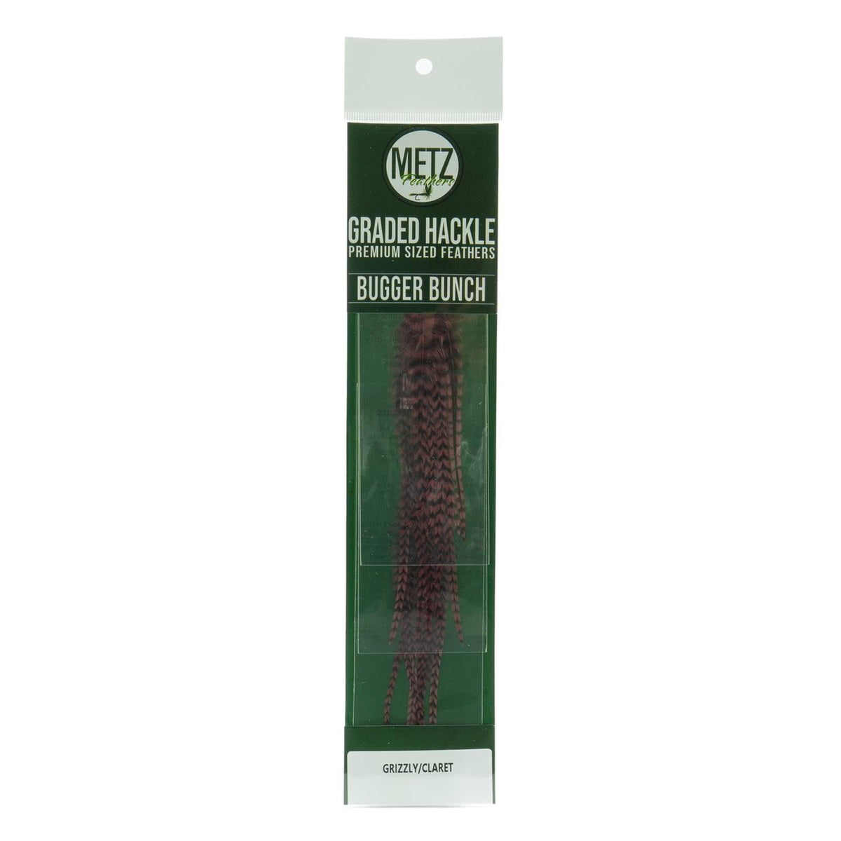Umpqua Metz Bugger Bunch Hackle Grizzly/Claret feathers for lifelike woolly bugger palmering.
