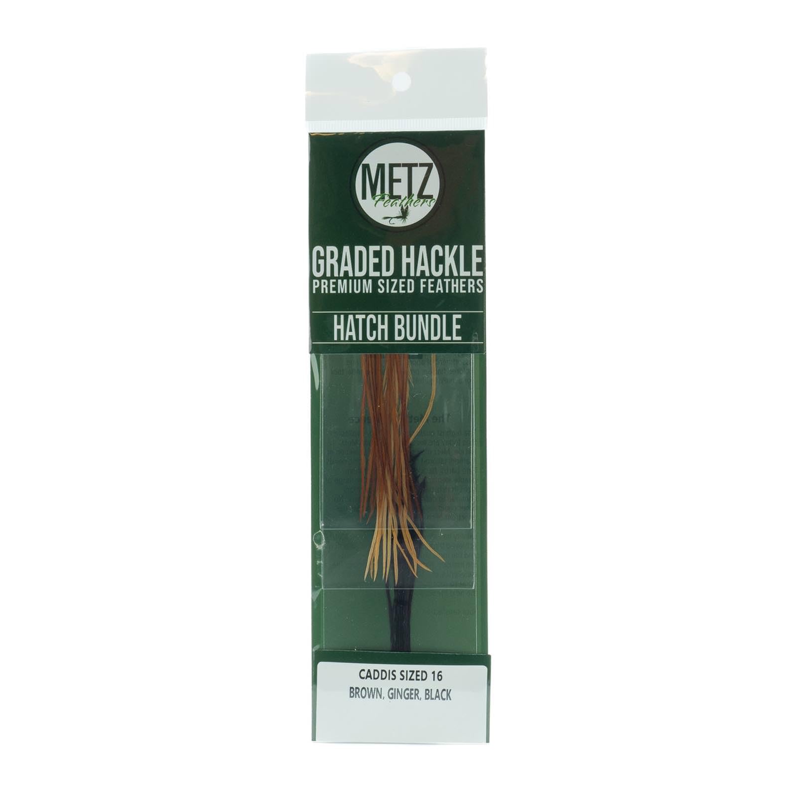 Umpqua Metz Hatch Hackle Bundle 16 Caddis package front view, premium hackle for lifelike imitations