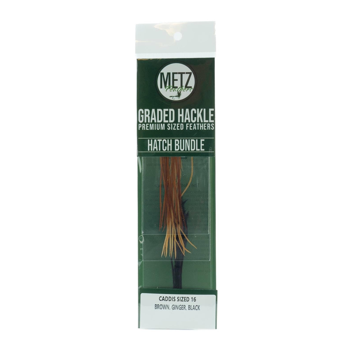 Umpqua Metz Hatch Hackle Bundle 16 Caddis package front view, premium hackle for lifelike imitations