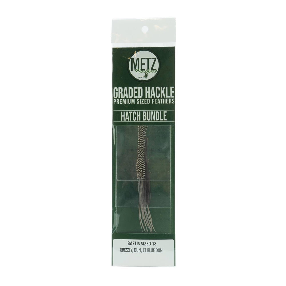 Umpqua Metz Hatch Hackle Bundle 18 Baetis for buoyant, lifelike Baetis imitations.