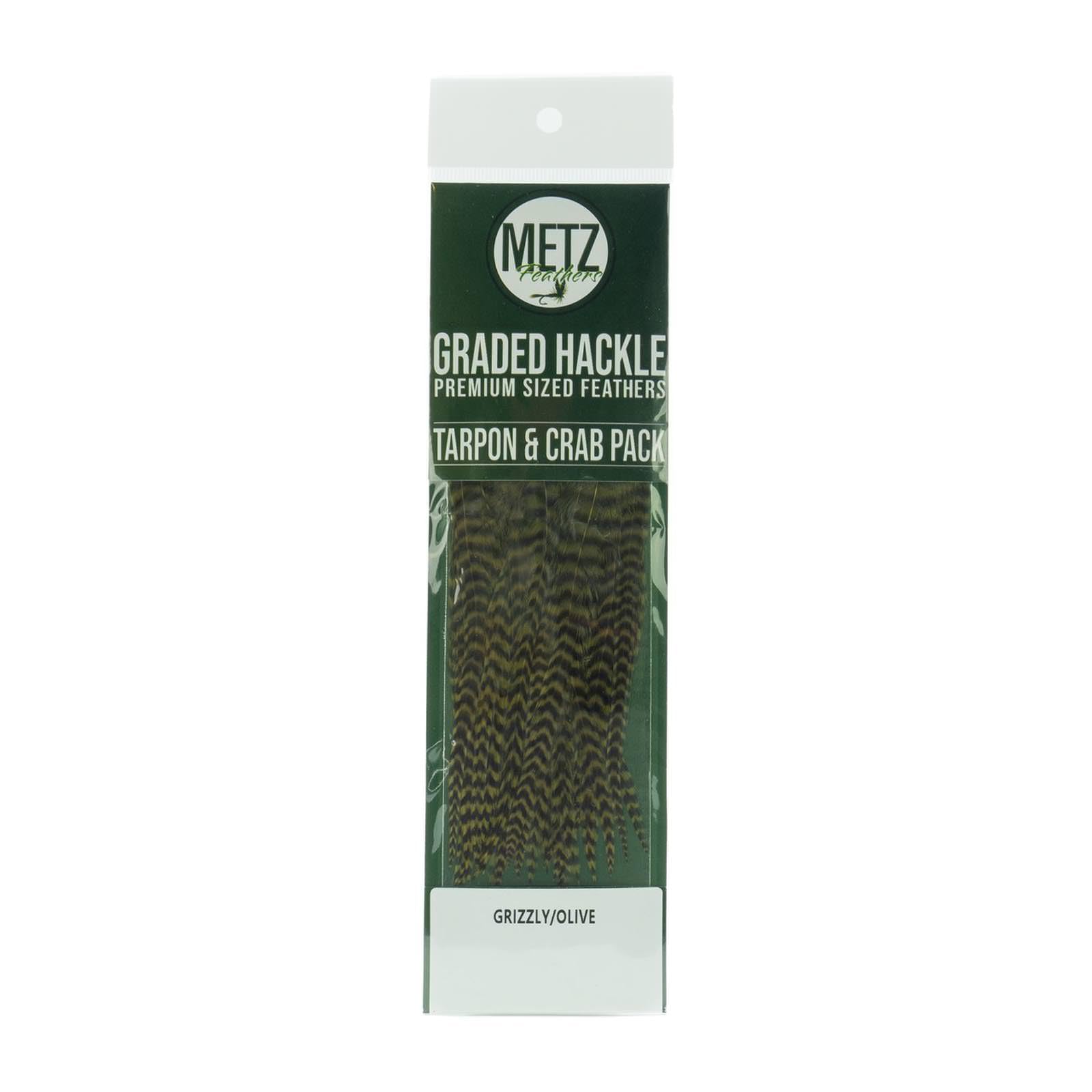 Umpqua Metz Tarpon/Crab Hackle Pack Grizzly/Olive offers uniform hackles for versatile tying