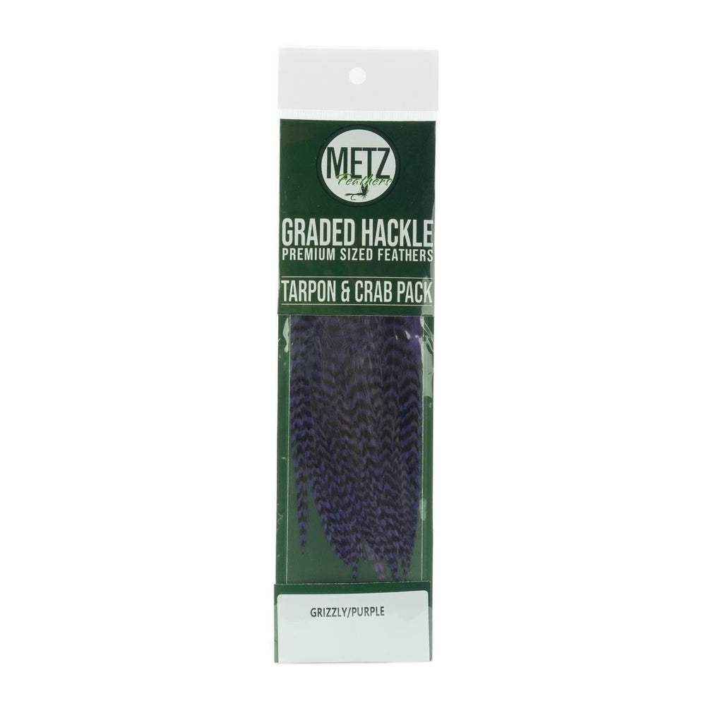 Umpqua Metz Tarpon/Crab Hackle Pack Grizzly/Purple: uniform feathers for consistent tails and collars
