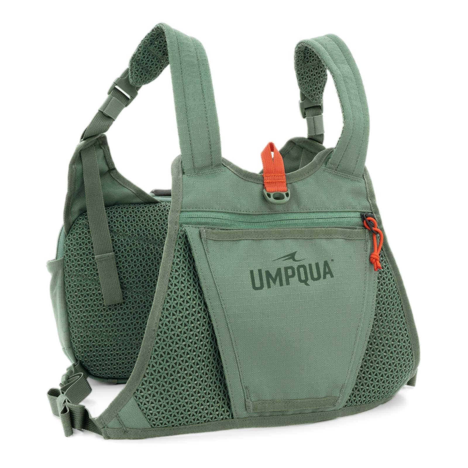Umpqua Northfork Chest Pack Pine internal pockets organize leaders and tippet.