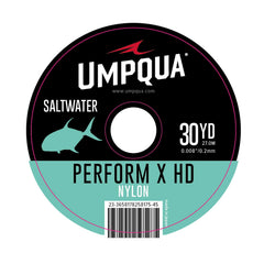Umpqua Perform X HD saltwater nylon tippet, clear finish, strong abrasion resistance for saltwater rigs