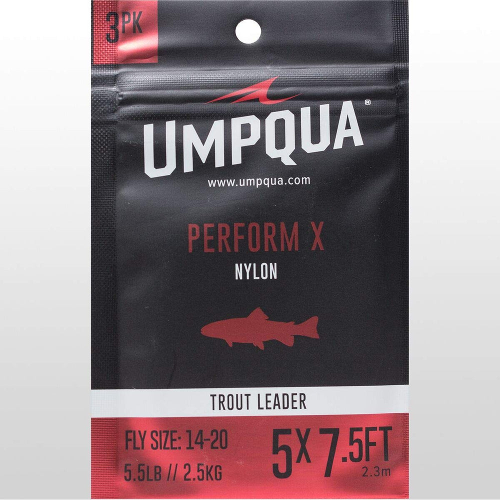 Close-up of Umpqua Perform X Trout Leader taper design for controlled turnover