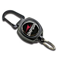 Umpqua Retractor Carabiner Large shown with cord secures tools and keeps them accessible.