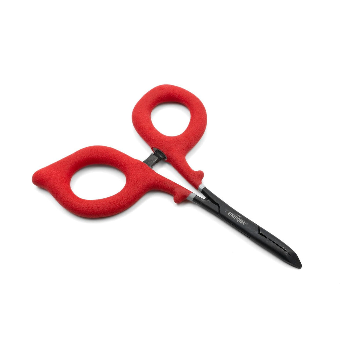 Umpqua Rivergrip PS Forceps Curved red finish, precise control for safe river-side use.