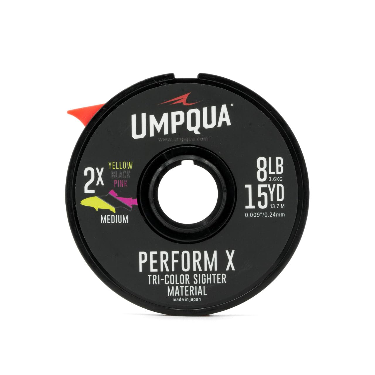 Umpqua Sighter-Tippet Two-Tone 15m in pink/yellow for high-visibility sighter