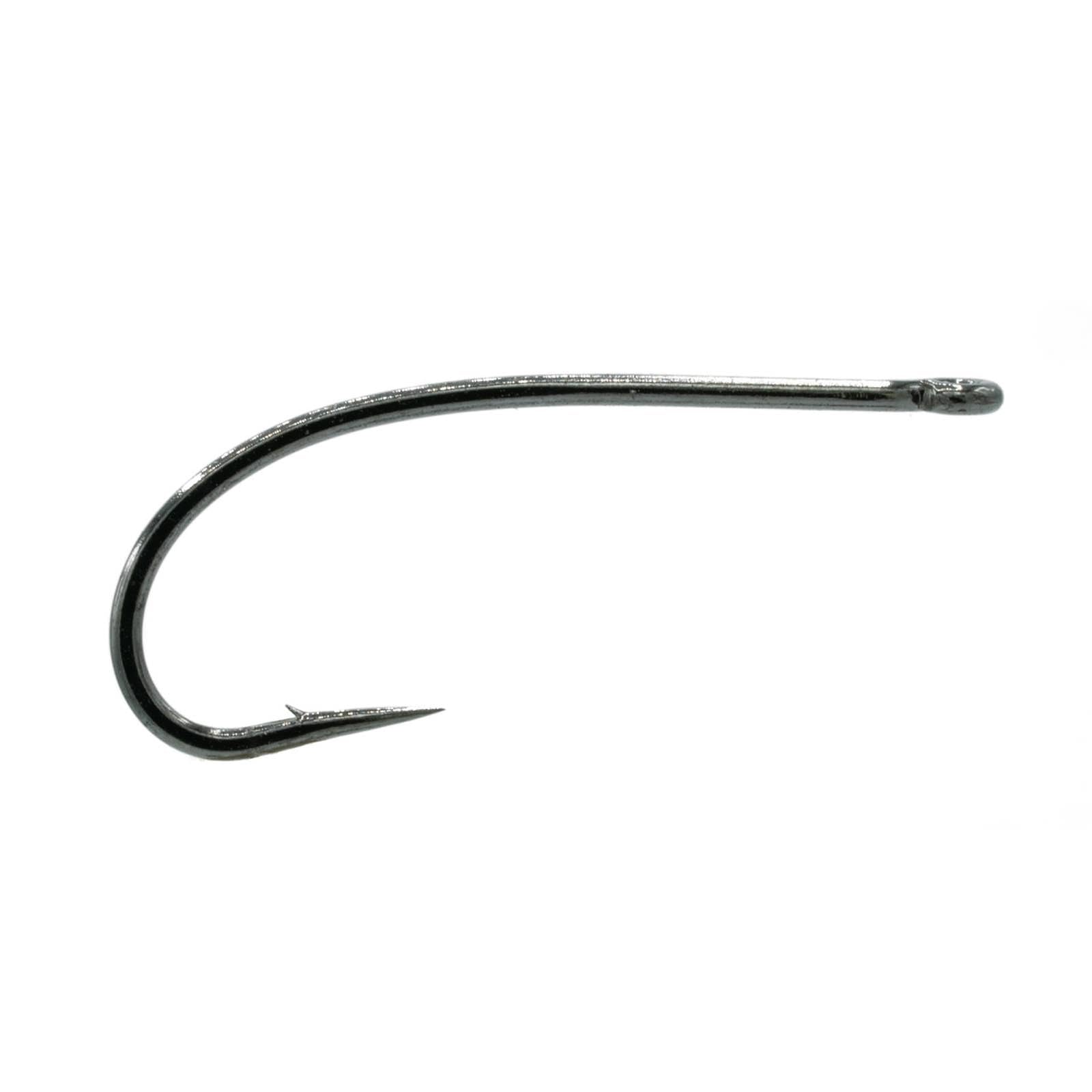 Umpqua Tiemco 201R hook with wide gap and black nickel finish for versatile patterns.