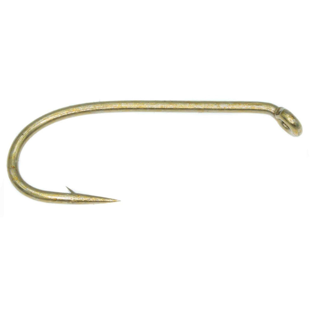 Umpqua TMC 3769 hook down-eye close-up, bronze finish, ideal for wet flies and nymphs.