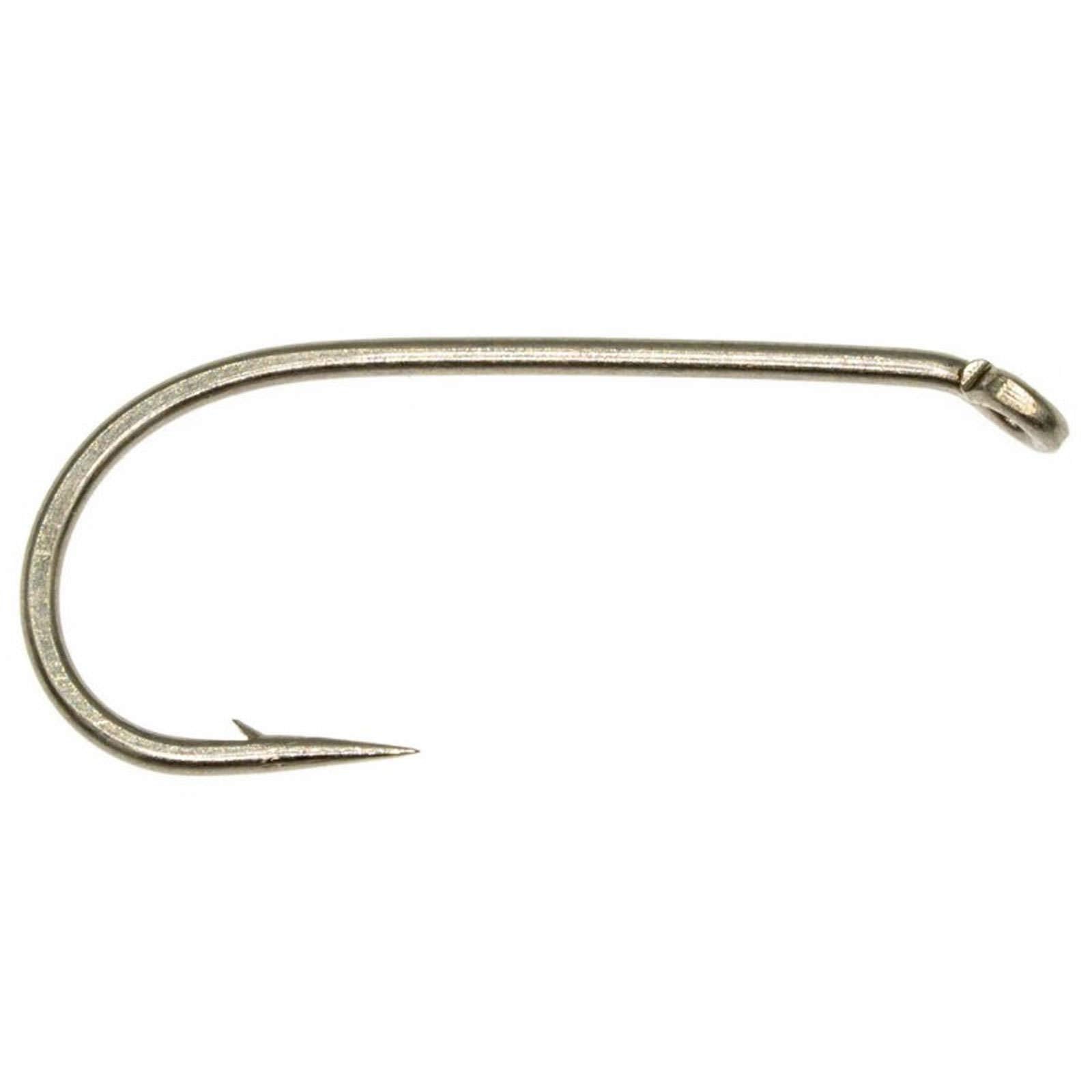 Umpqua U002 dry fly hook down-eye close-up, sharp and reliable for precision hookups.