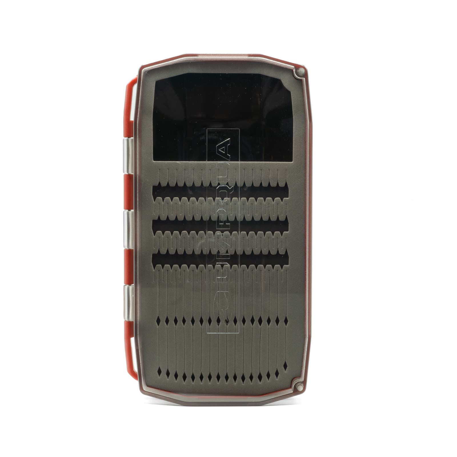 Umpqua UPG Foam Daytripper Fly Box Large Red - open with magnetic fly dock