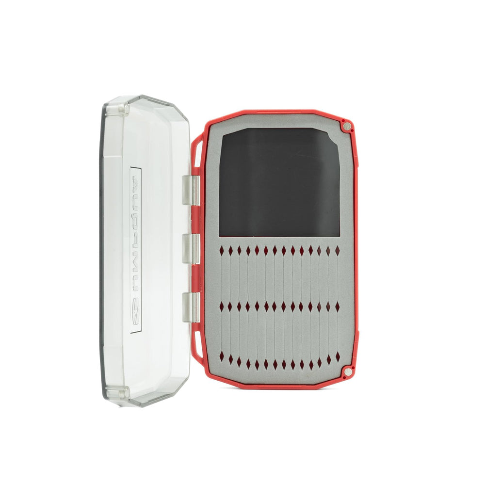 Open view of Daytripper Fly Box showing Magnetic Dock, Fly Trap and Micro Slit storage