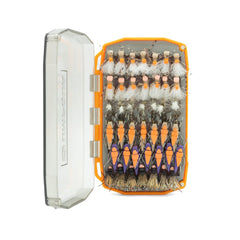 Umpqua UPG Foam Essential Fly Box Mini Hot Orange - open box with flies organized