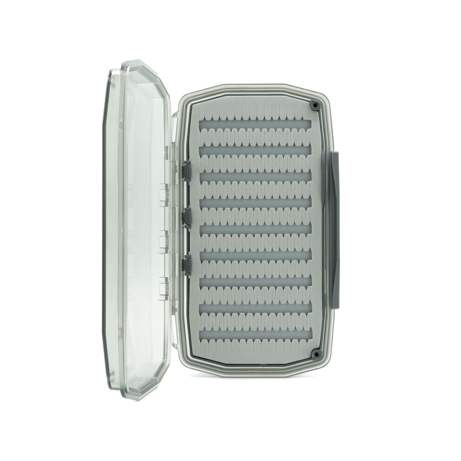 Angled entry points for easy load of flies on Umpqua box