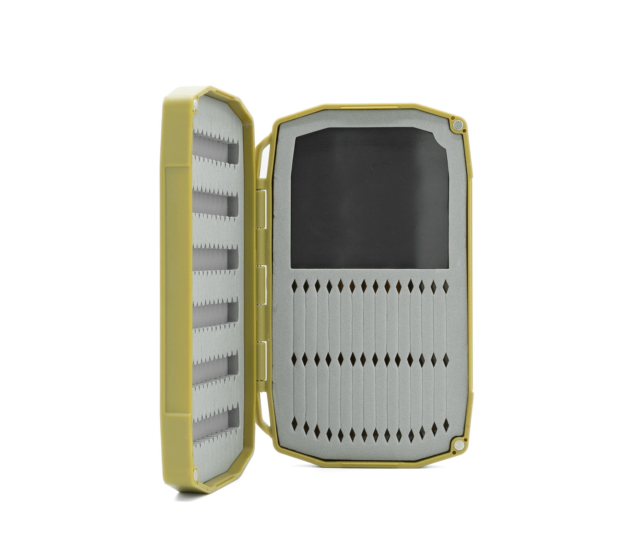 Double-sided slim fly box showcasing hybrid foam and magnetic storage