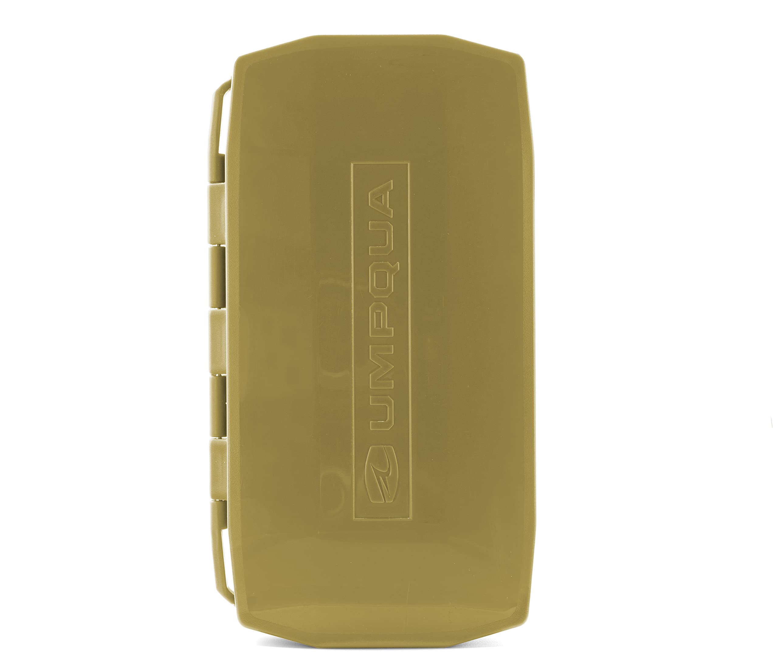 Lightweight olive shell with secure latch on Umpqua UPG Foam Weekender Fly Box