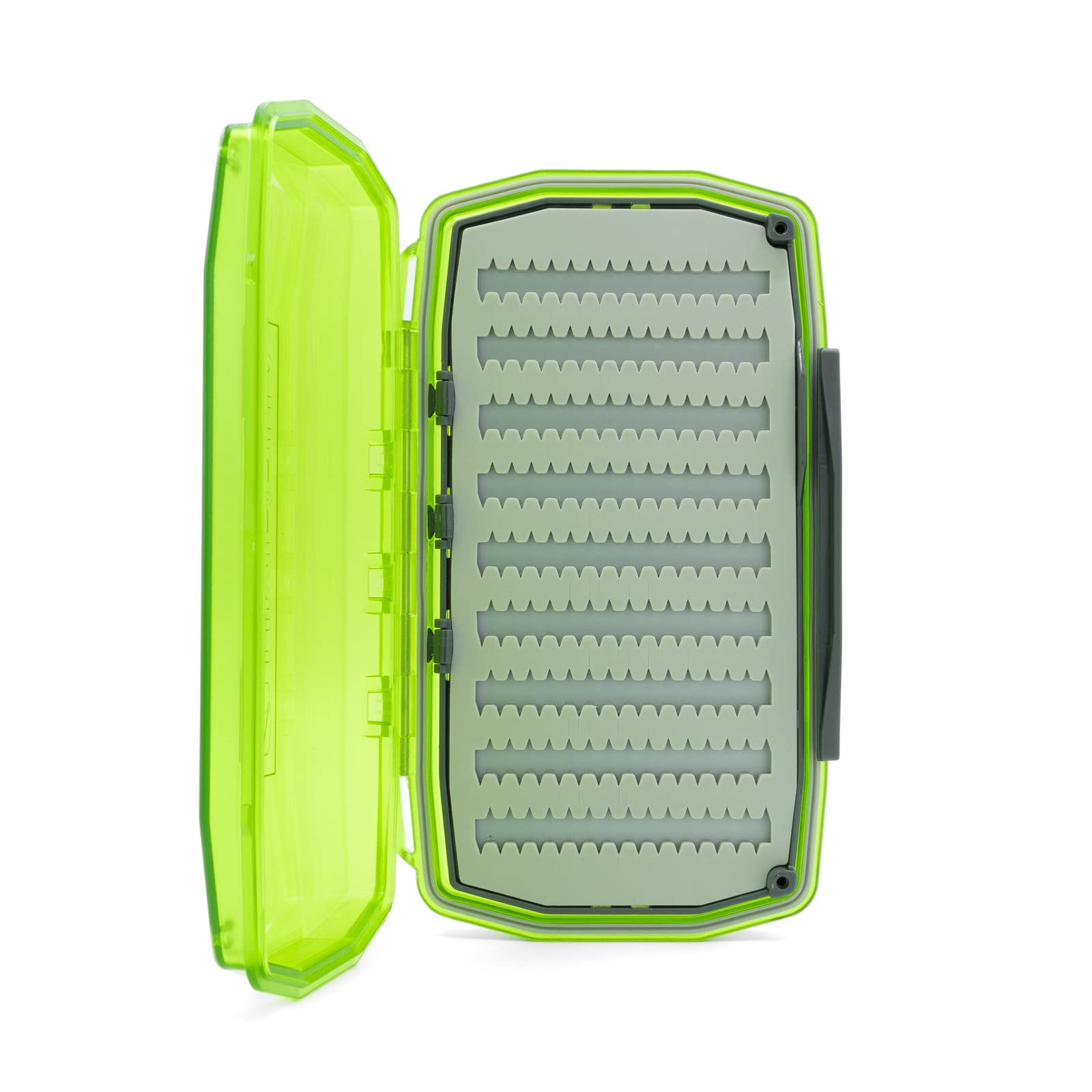 Durable waterproof shell with secure latch and magnetic swing leaf hinges