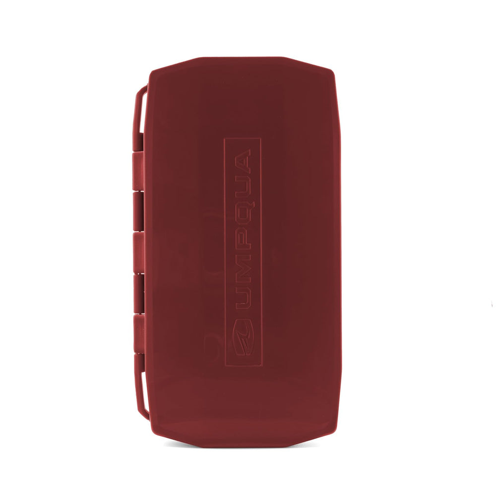 UMPQUA UPG Silicone Weekender Fly Box Claret open to show dual-sided storage