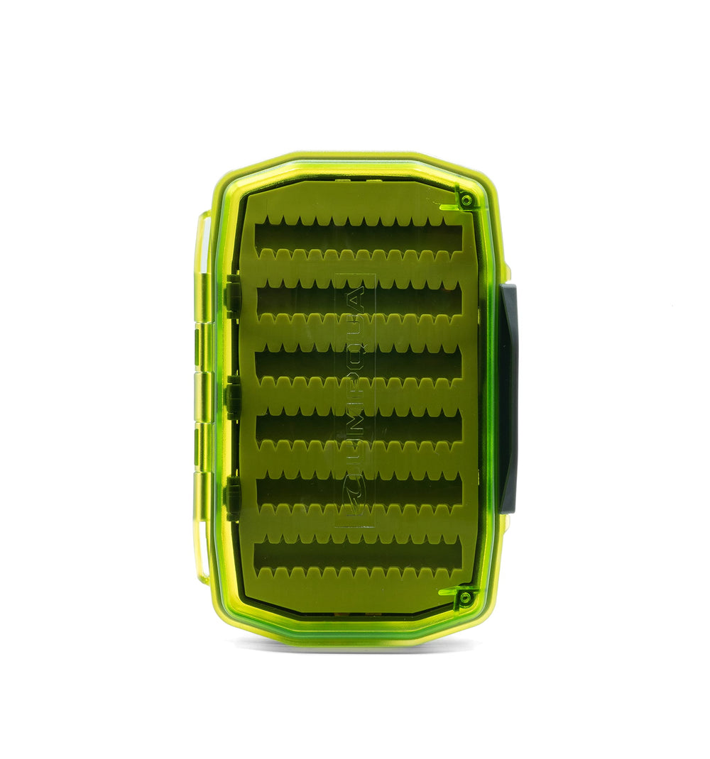 Umpqua UPG Silicone WP Essential Medium Fly Box angled-entry design facilitates easy loading.