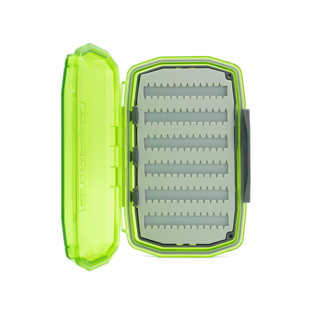 Durable box shell with secure latch closure and magnetic swing leaves