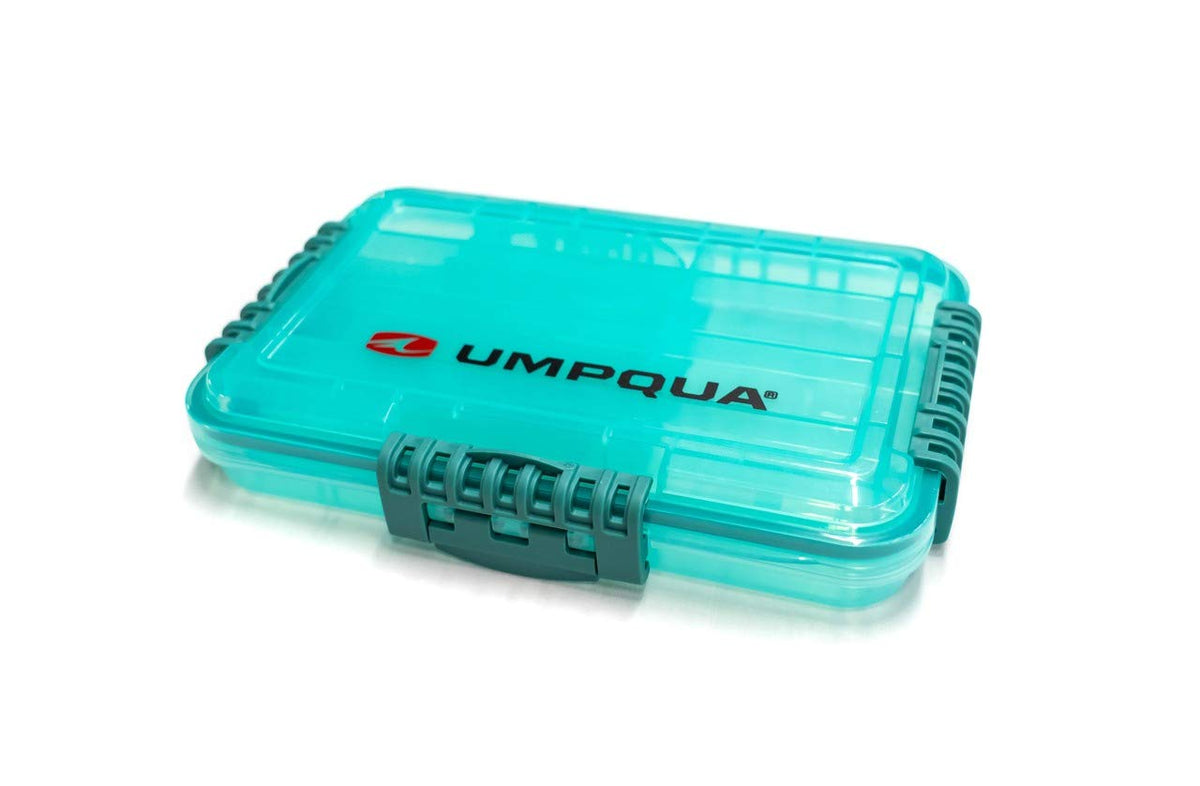 Umpqua Waterproof Bug Lockers Medium Aqua with 3-D molded high-grip FlyTrap closure, size 14 x 8.5 x 2 inches