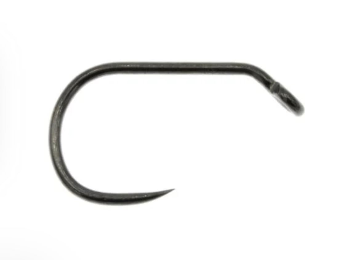 Umpqua XC 210BL-BN hook close-up highlighting barbless design for easier release.