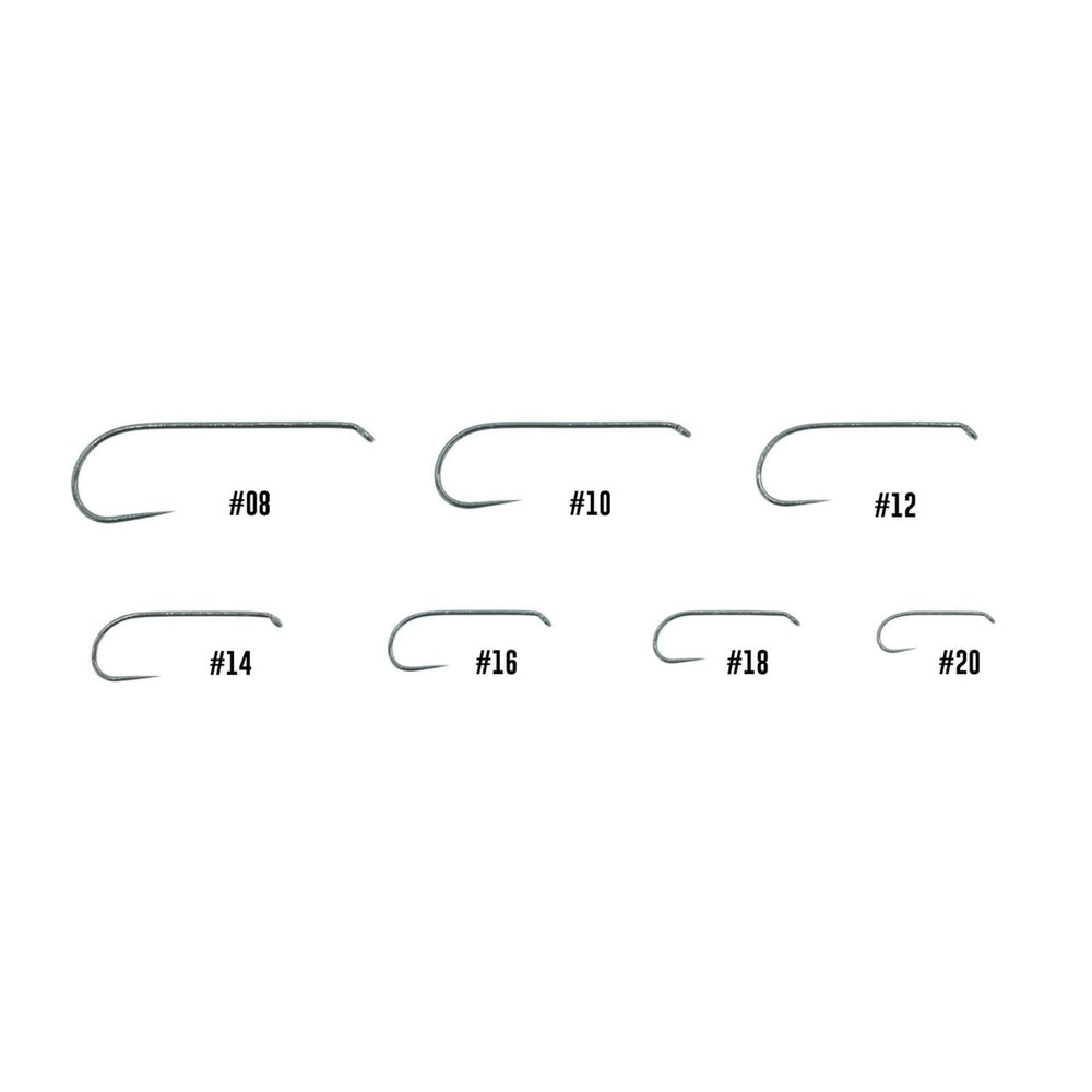 Umpqua XC130 long shank dry hook for improved hook setting.