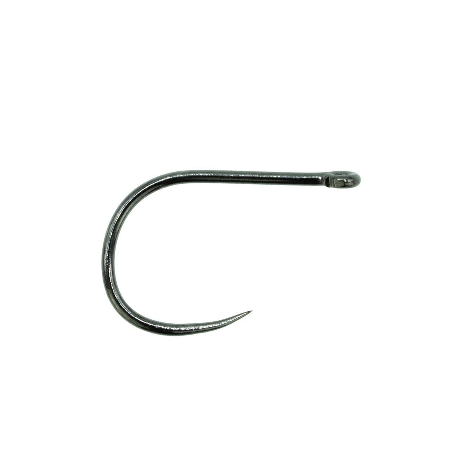 Umpqua XC220 barbless hook close-up showing a streamlined shank and straight eye for precise tying