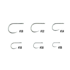 Umpqua XC220 wide gape barbless hooks highlight bead fit for dries.