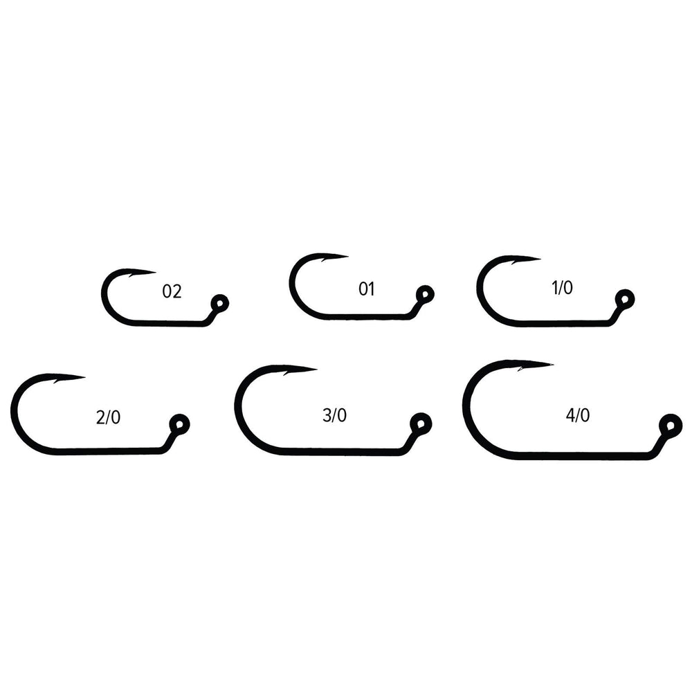 Umpqua XS506H BN jig hook laid out to show compatibility with big streamer patterns