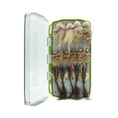 Close-up of the lightweight shell and magnetic lid of the Umpqua Sili Streamer Fly Box