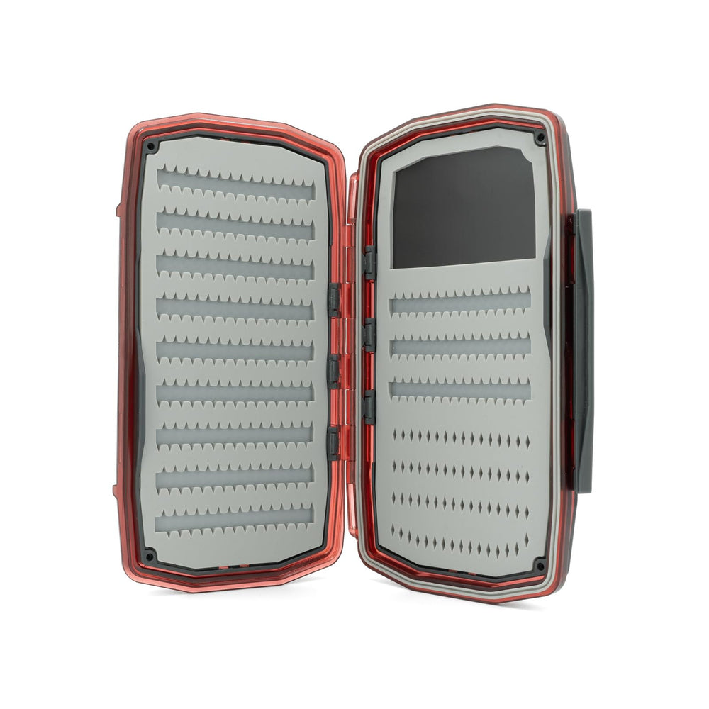 Close-up of waterproof shell and secure latch on Walkabout Fly Box
