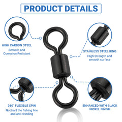 Swivel set showing size #3 (130lb) in black nickel