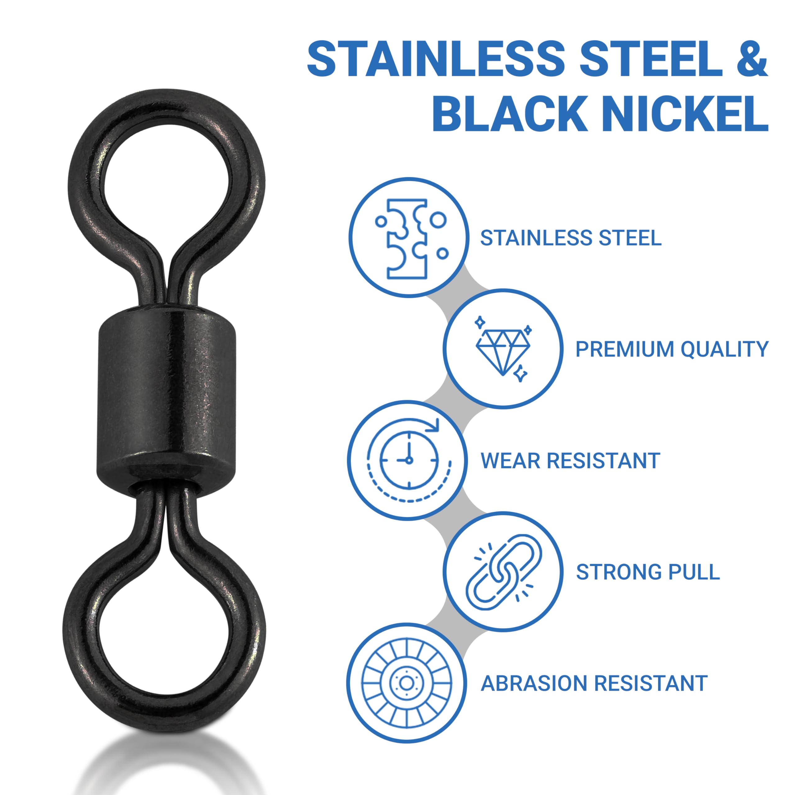 Product image showing swivels in saltwater and freshwater environments