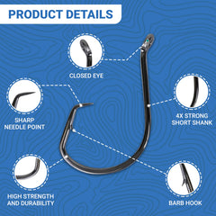 100-pack inline circle hooks 6/0 black nickel display