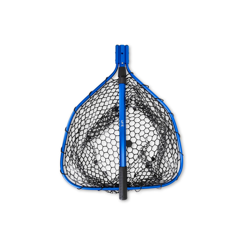 Extended and collapsed configurations showing 5 ft reach and 10-inch net