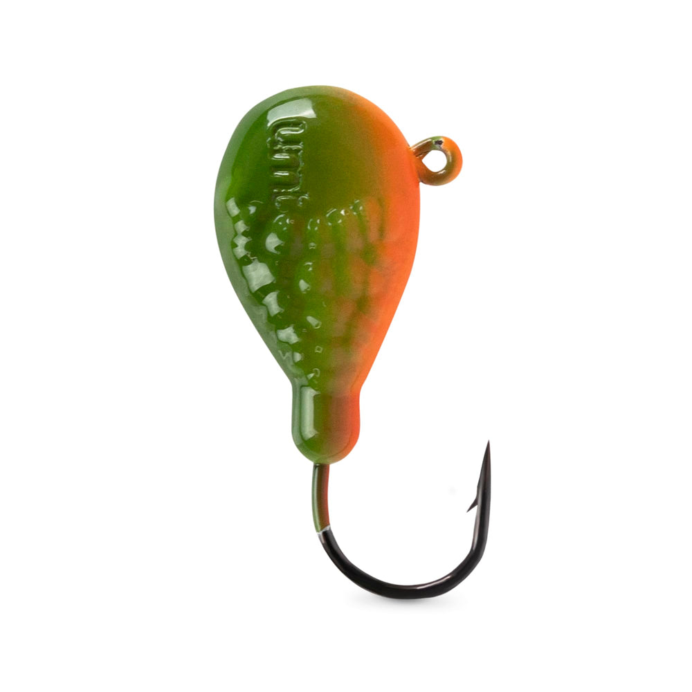 Angler using UMT Rockaway Wrecker Jig Orange/Green for Blackfish and Sea Bass