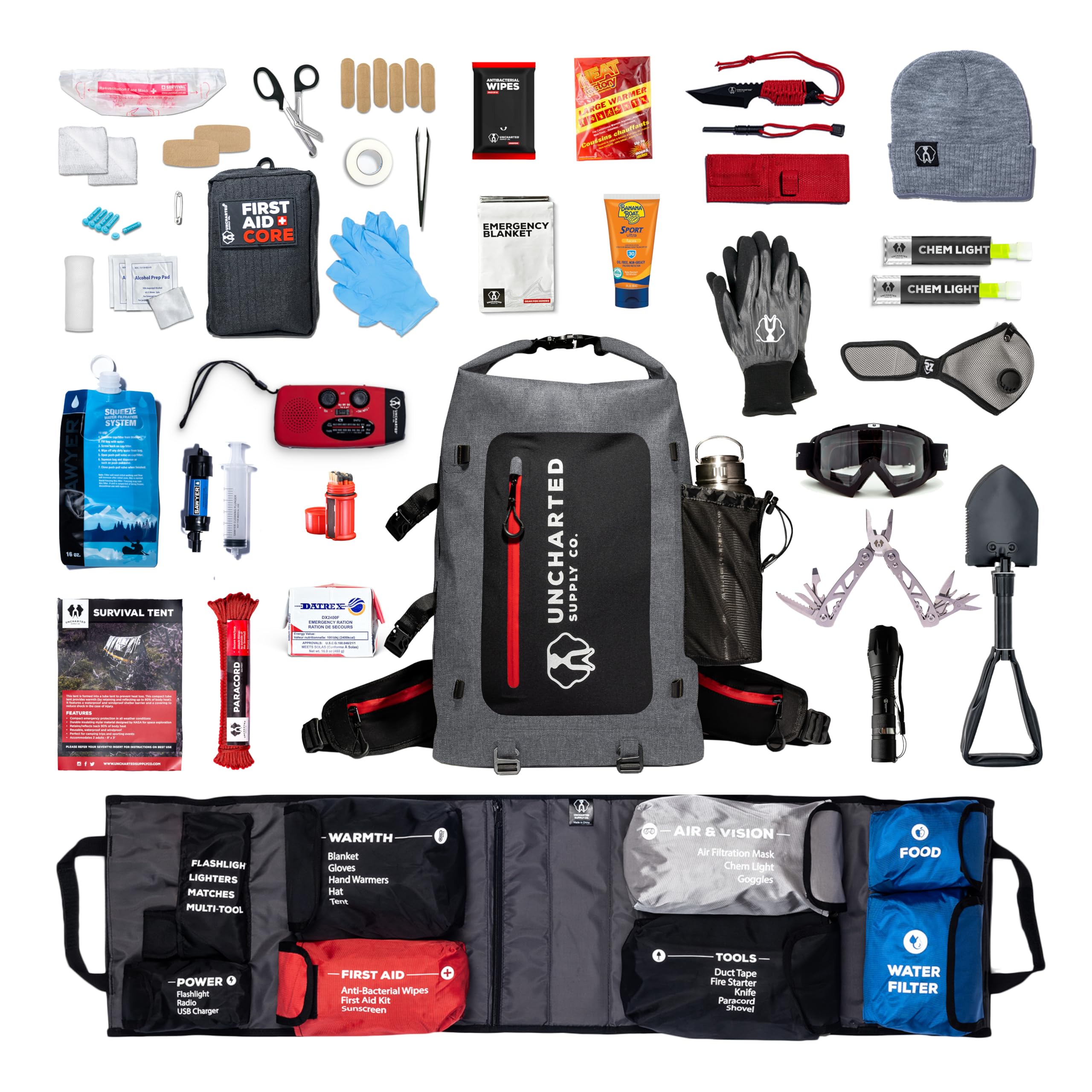 Uncharted Supply Co. Seventy2 backpack ready for quick access during emergencies.