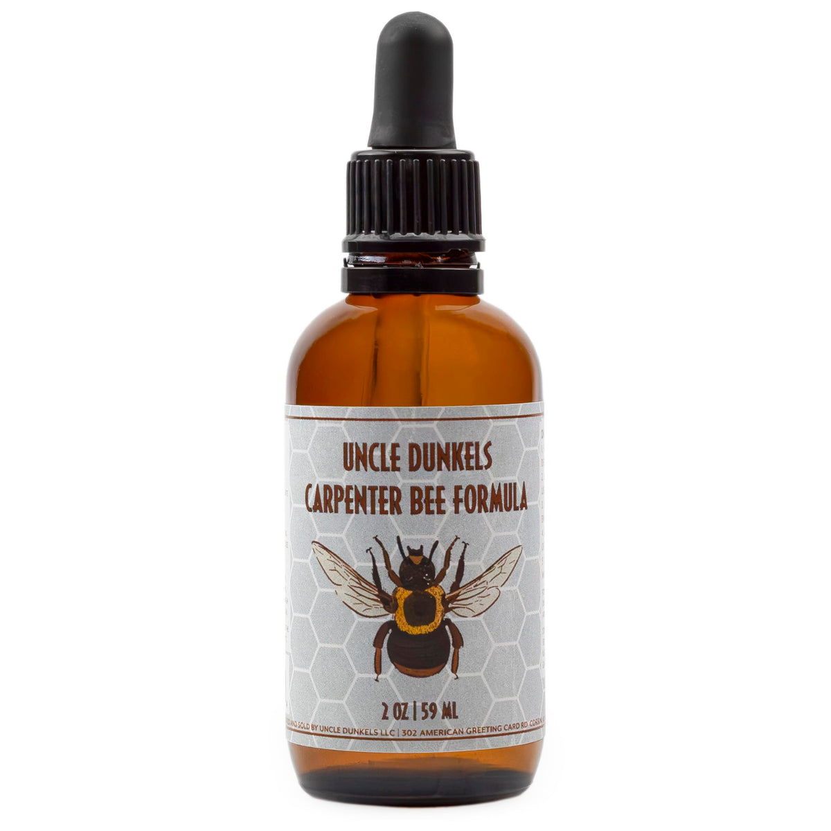 Uncle Dunkels Carpenter Bee Formula bottle pour for easy outdoor application and targeted scent release
