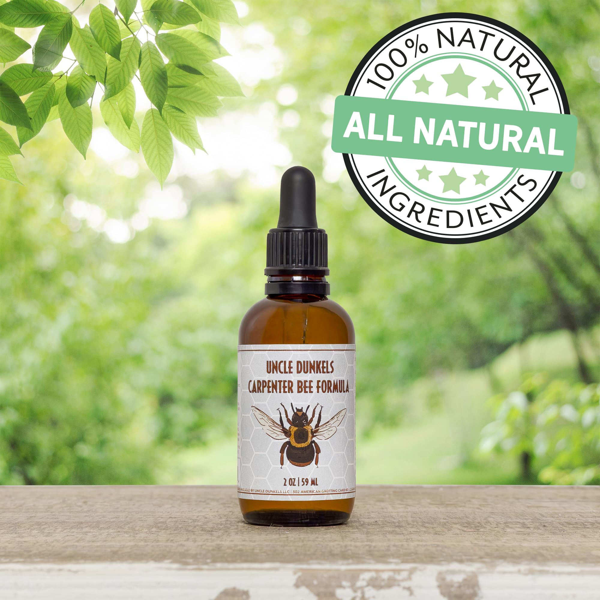 Uncle Dunkels Carpenter Bee Formula treated areas guide bee activity to designated spots