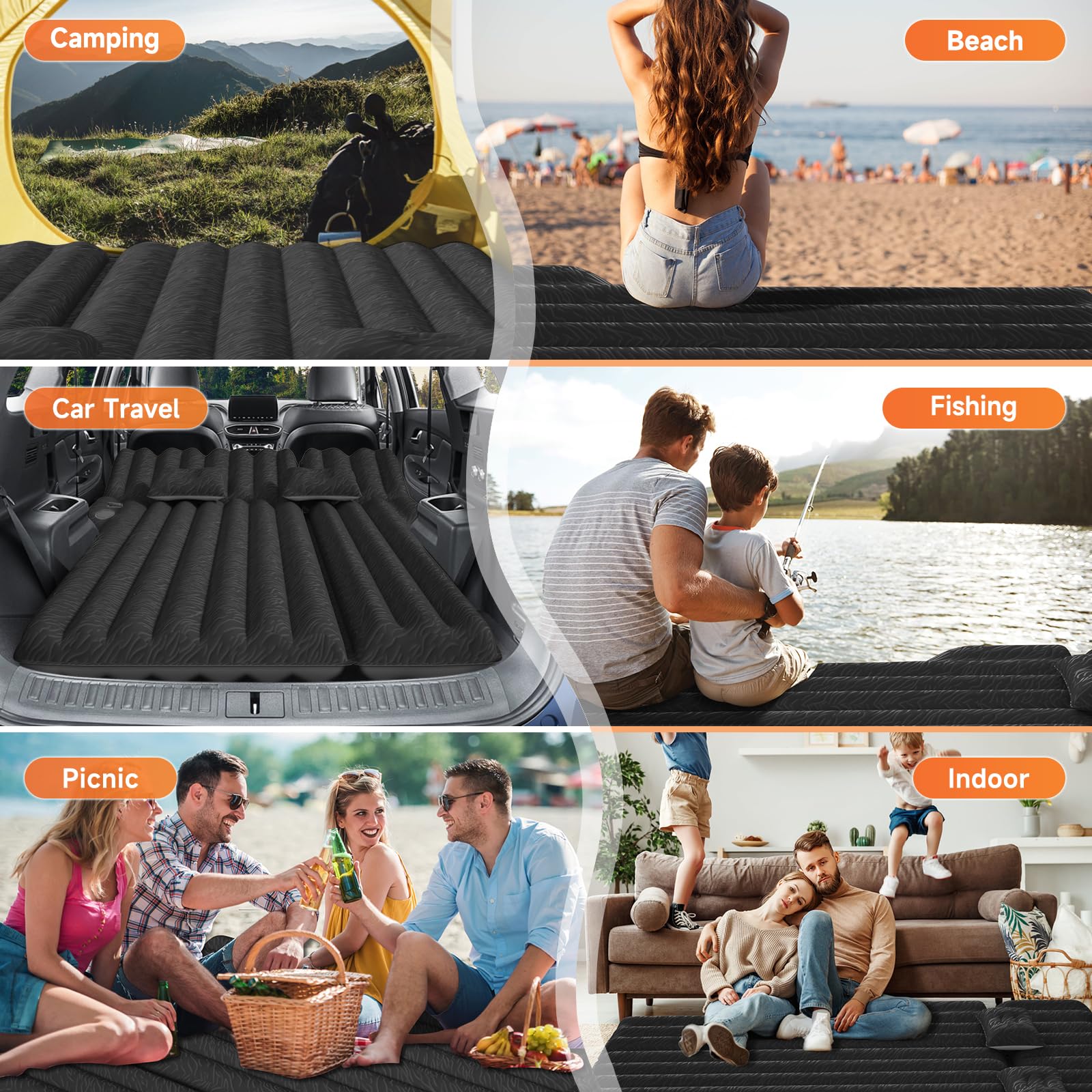 Uncle Elk versatile air mattress for tent and living room use