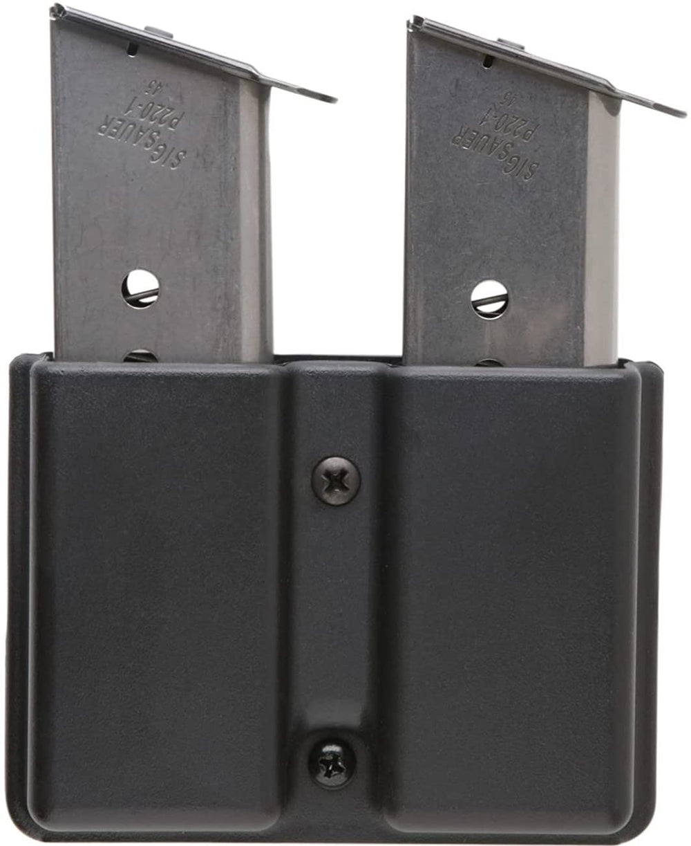 Uncle Mike's Kydex double mag case on belt loop for quick reloads