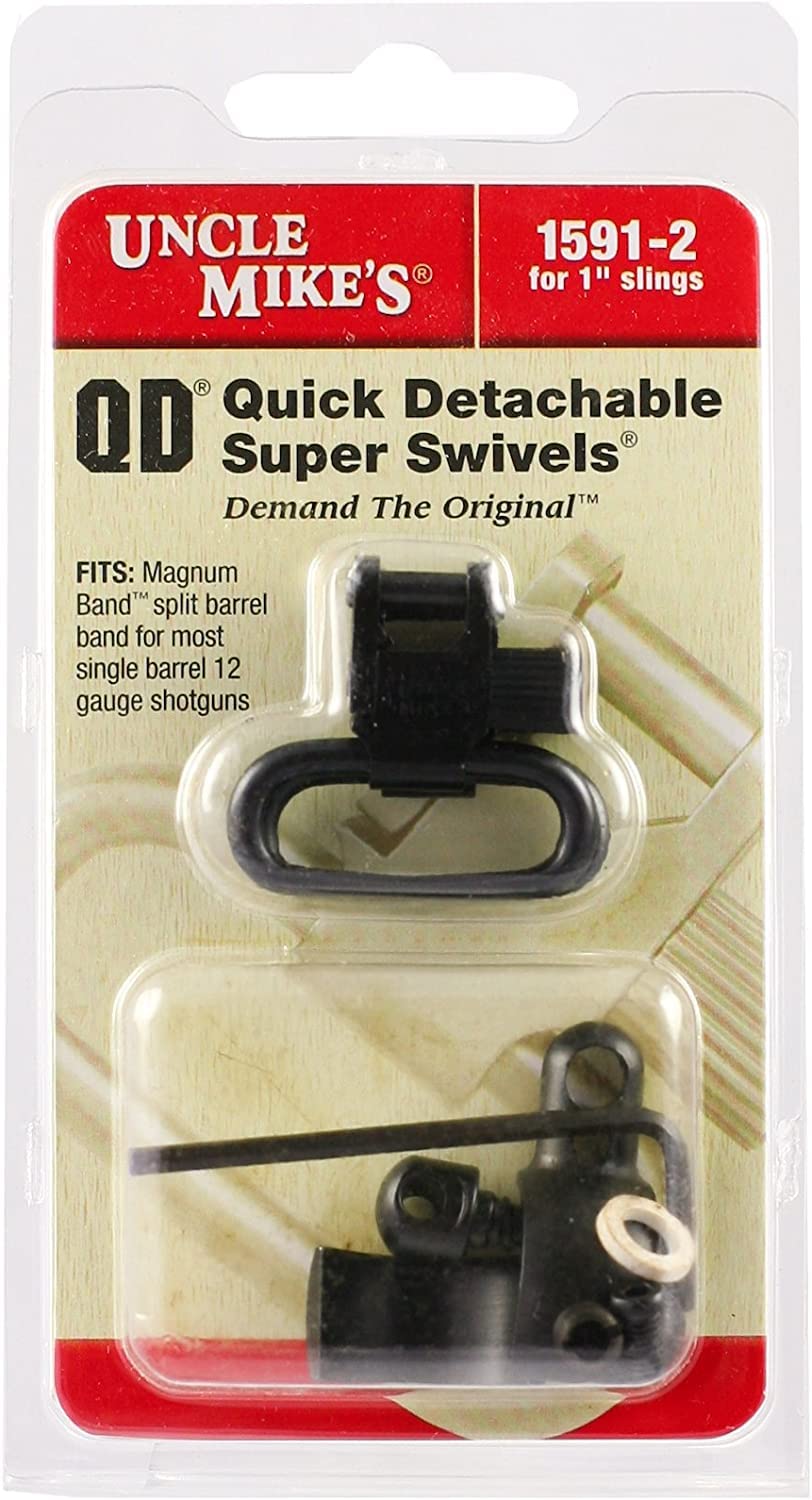 Uncle Mike's Quick Detachable Magnum Band Sling Swivels in black, 0.850-0.900 inch diameter