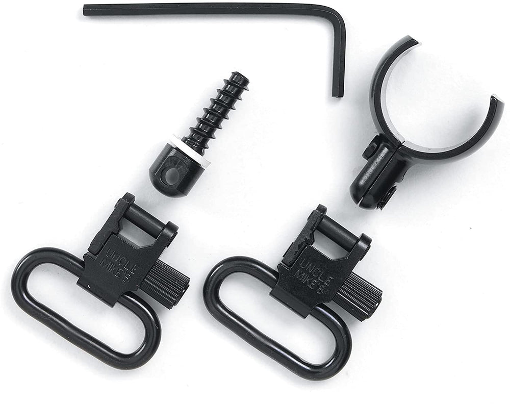 Close-up of Magnum Band Sling Swivels showing the closed-link design in black
