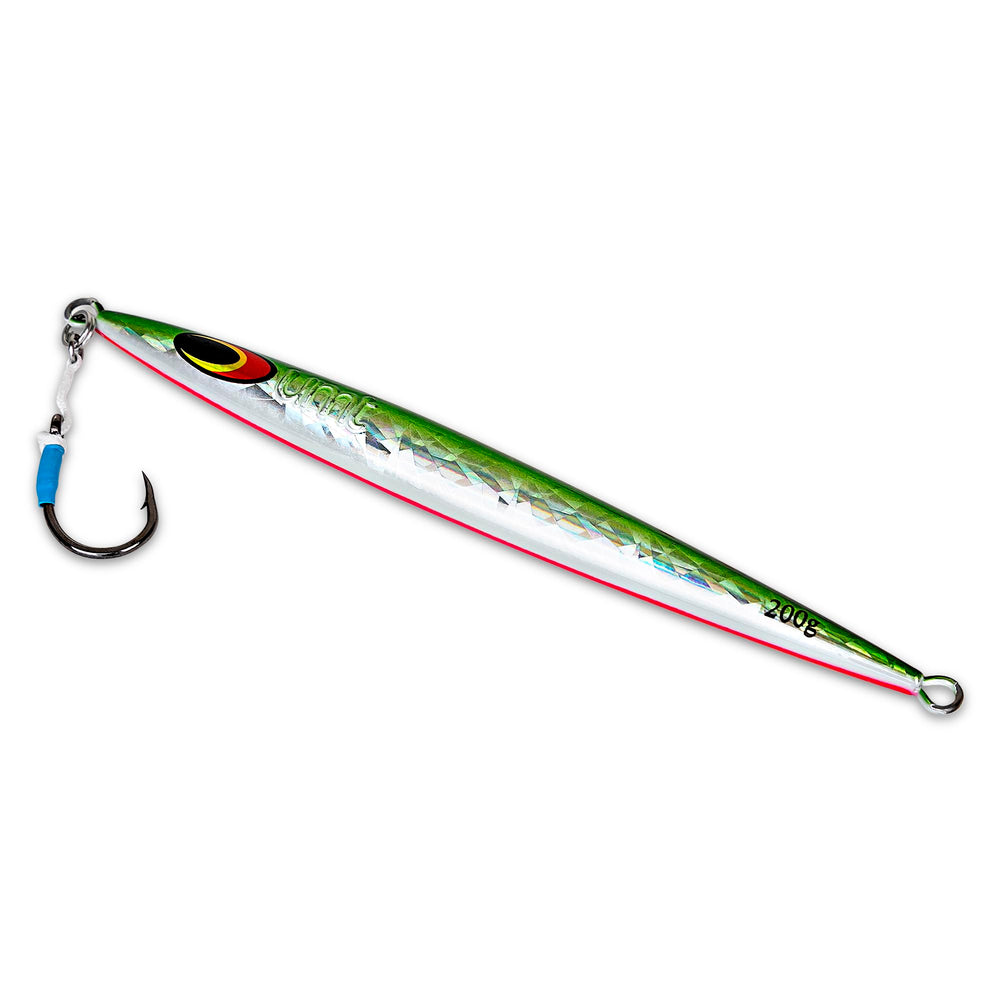Uncle Mo Tackle 200g Sand EEL Jig Green & White – side profile